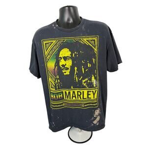 Bob Marley Roots Rock Reggae Graphic T Shirt XL Distressed Bleached